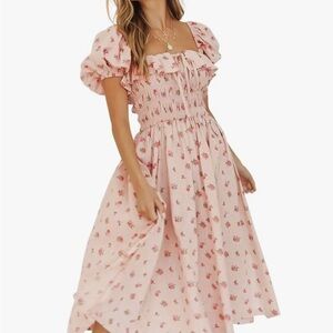 Women’s Floral Pink Puff Sleeve Dress Size Small